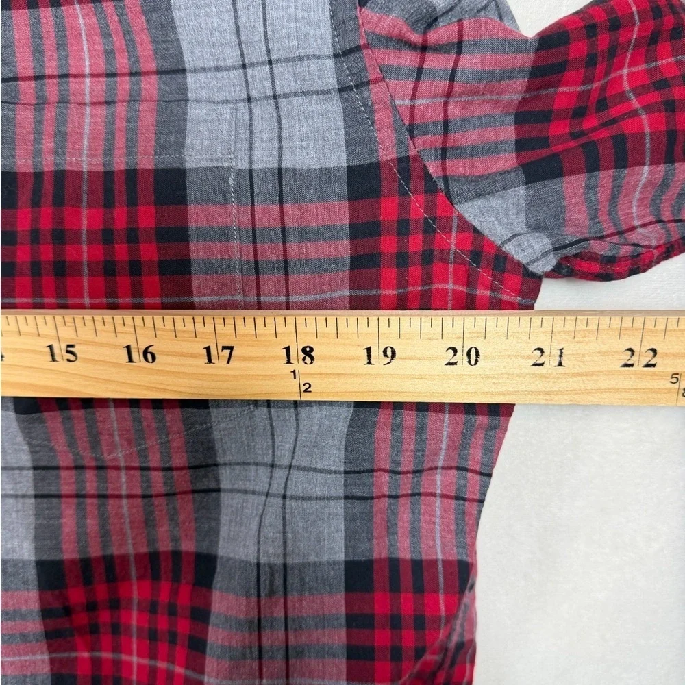 Lot of 2 J. Crew Men's Medium Plaid Button-Down Shirts - Navy and Red Plaid